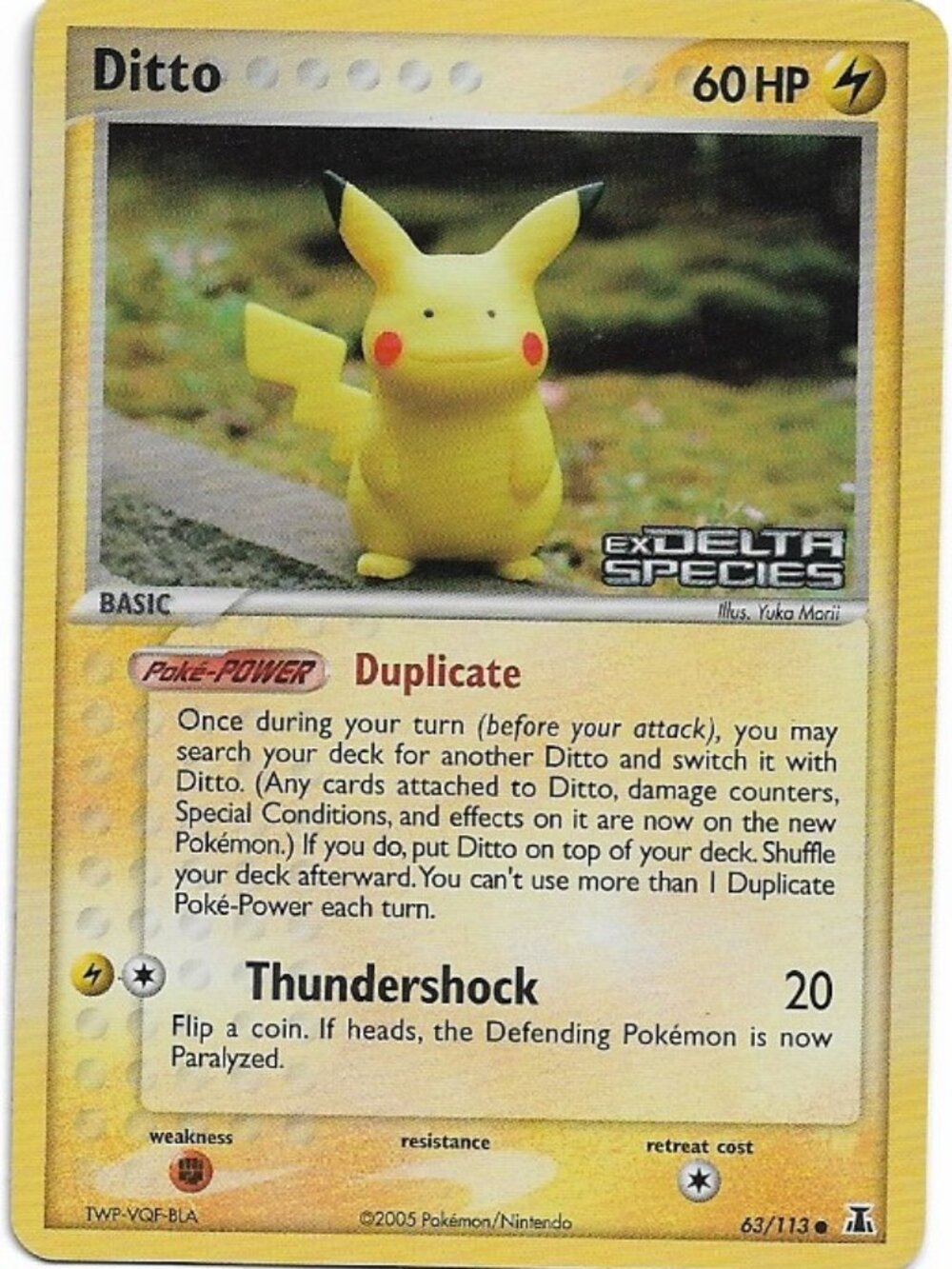 Pokemon Ditto Pikachu 63/113 EX Delta Species STAMPED Holo 2005 LP